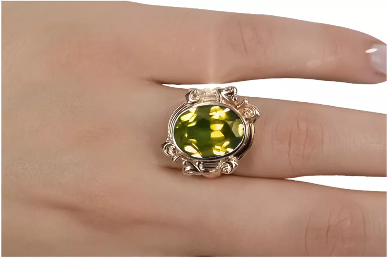 Original Vintage 14K Rose Gold Yellow Peridot Ring Vintage style vrc100r